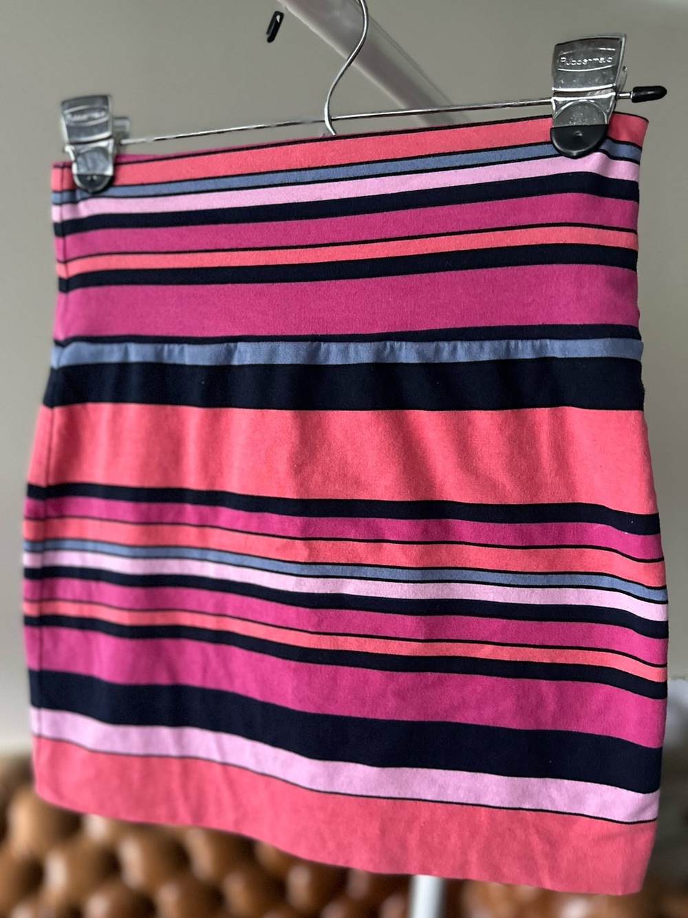 Y2K Wet Seal • (M) Bodycon Mini Skirt - Stretchy, pull-on, multi-color stripes